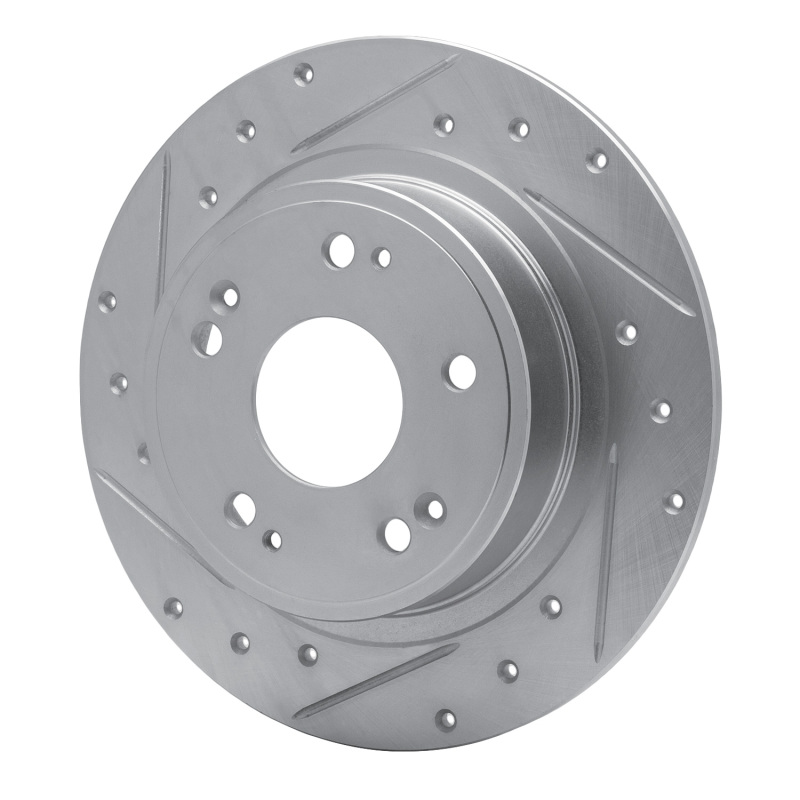 Acura ILX Brake Rotor (1) - Rear Left - R1 Concepts - Drilled & Slotted - Silver - `05-`22